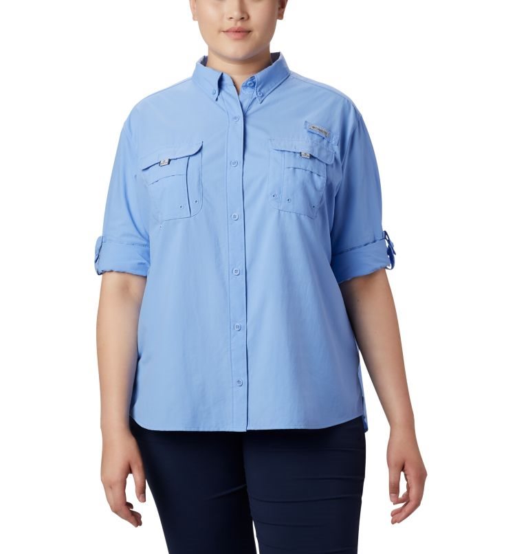 Women's Columbia PFG Bahama Long Sleeve Shirts Blue | Plus Size CA-HL581